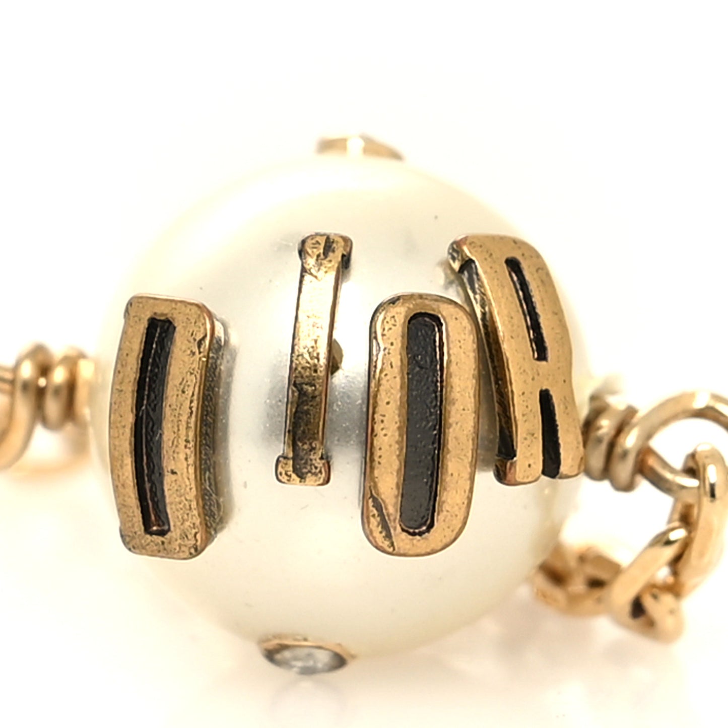 Metal Pearl Logo Bracelet Gold