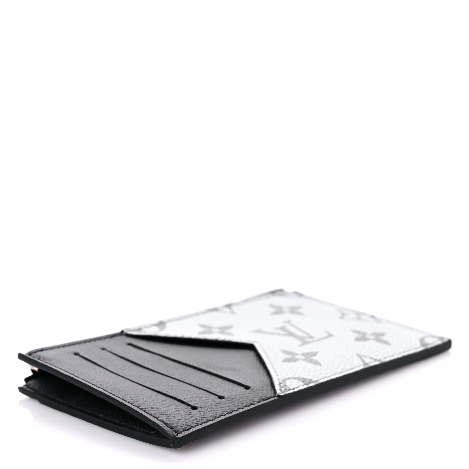 Louis Vuitton Metallic Taigarama Coin Card Holder Gunmetal Grey Black 4 of 6