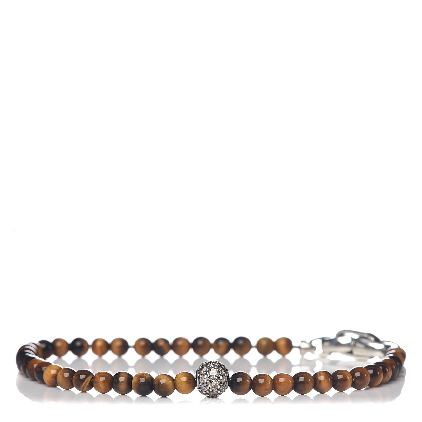 Sterling Silver Tigers Eye Diamond Spiritual Bead Bracelet