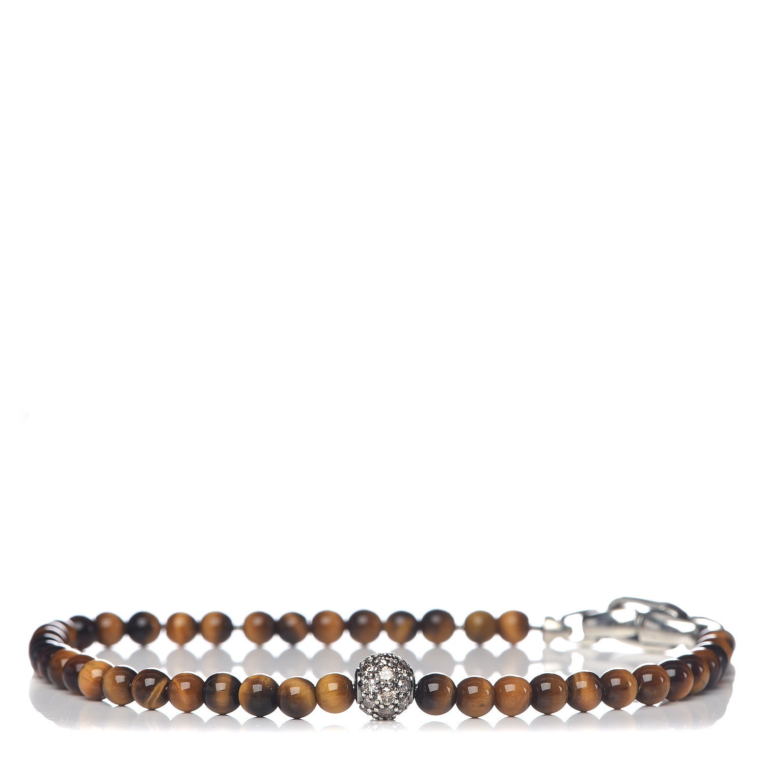 David Yurman Sterling Silver Tigers Eye Diamond Spiritual Bead Bracelet 1 of 5