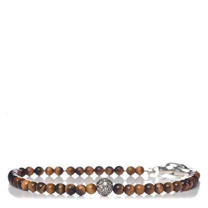 David Yurman Sterling Silver Tigers Eye Diamond Spiritual Bead Bracelet 1 of 5