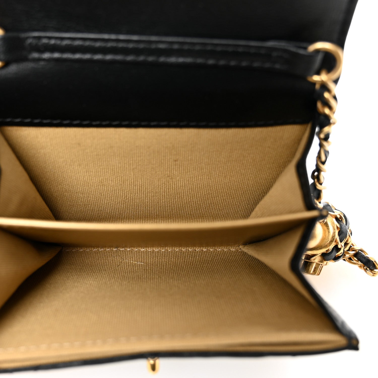 Chanel Lambskin Quilted Pearl Crush Card Holder With Chain Black 5 of 11