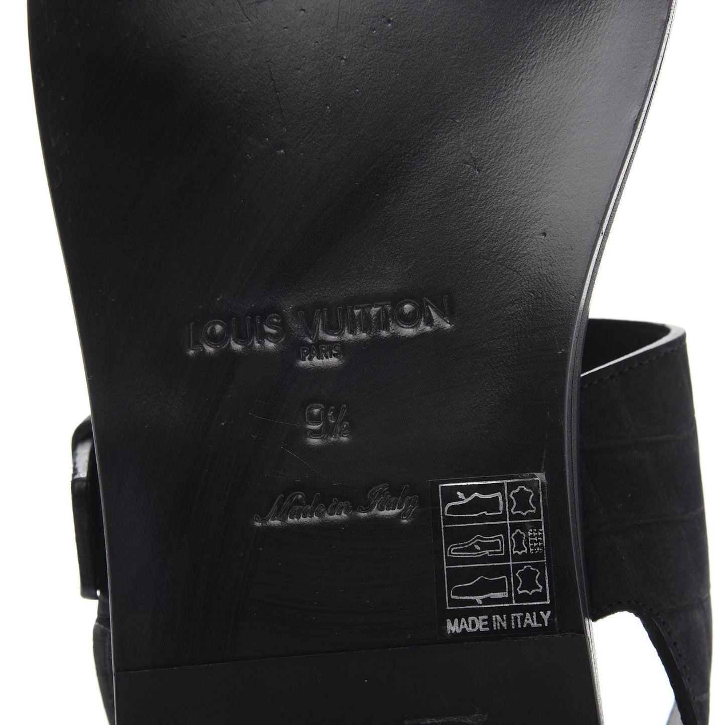 Nubuck Crocodile Embossed Mens Sandals 9.5 Black