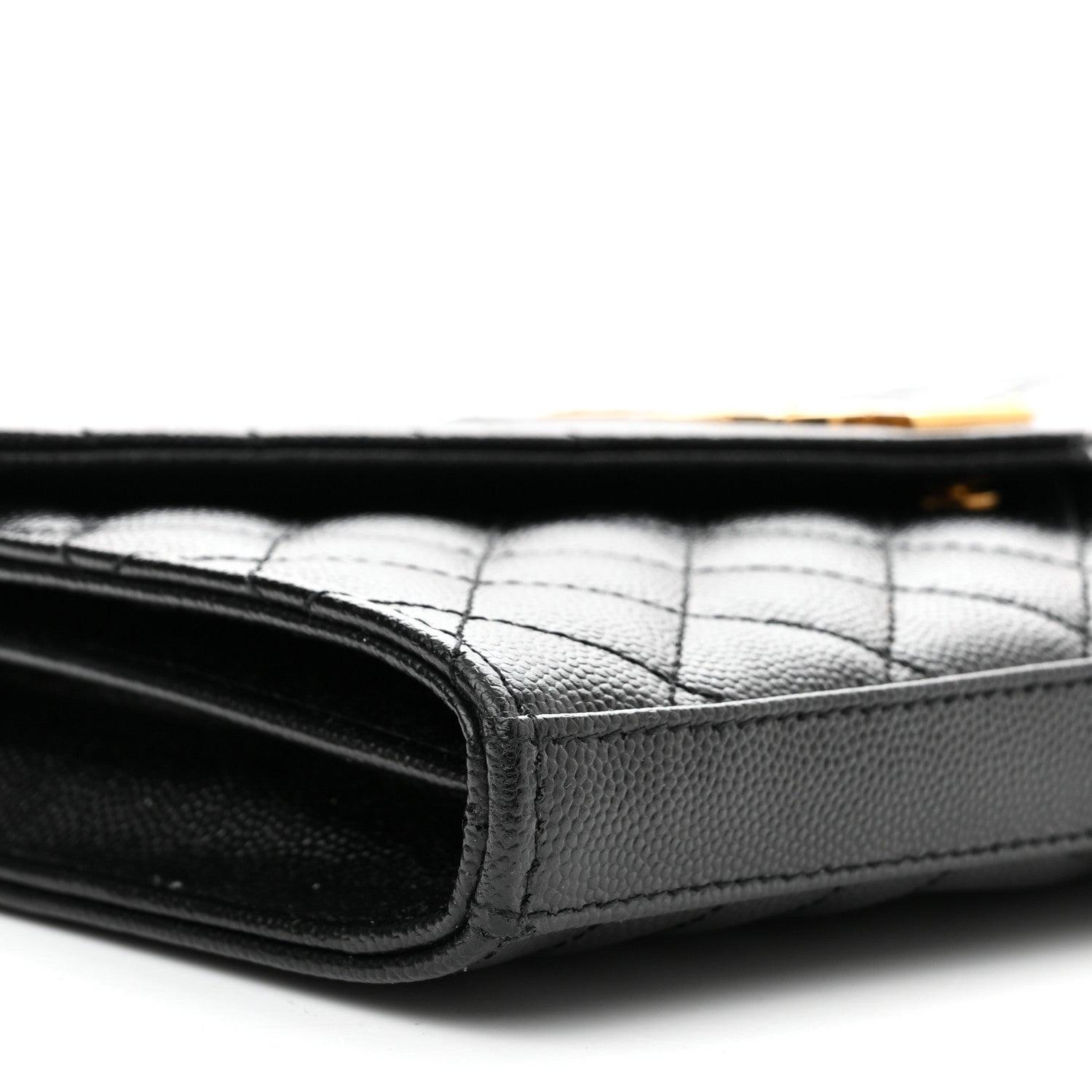 Saint Laurent Grain De Poudre Mixed Matelasse Triquilt Monogram Chain Wallet Black 8 of 9