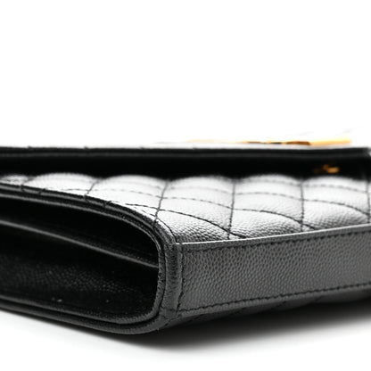Saint Laurent Grain De Poudre Mixed Matelasse Triquilt Monogram Chain Wallet Black 8 of 9