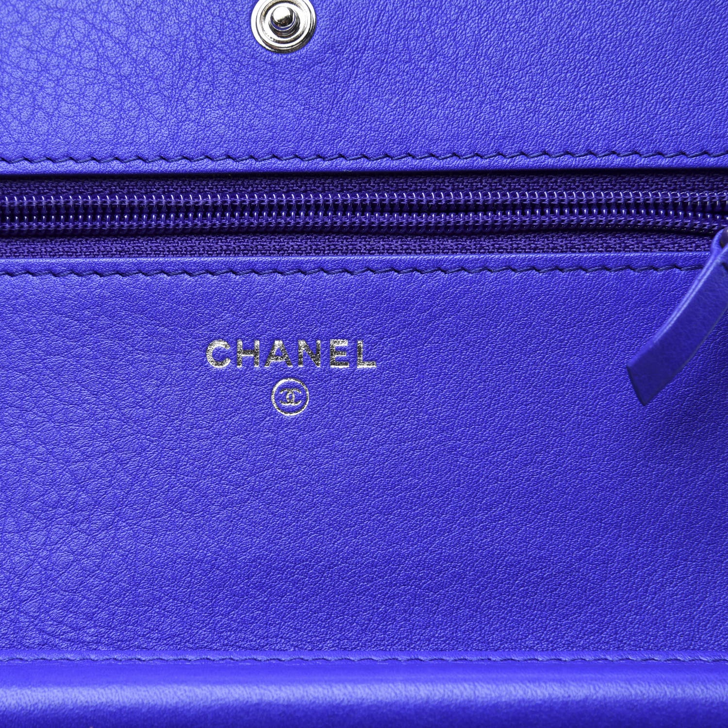 Chanel Calfskin Quilted Fancy CC Wallet On Chain WOC Blue 7 of 10