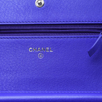 Chanel Calfskin Quilted Fancy CC Wallet On Chain WOC Blue 7 of 10