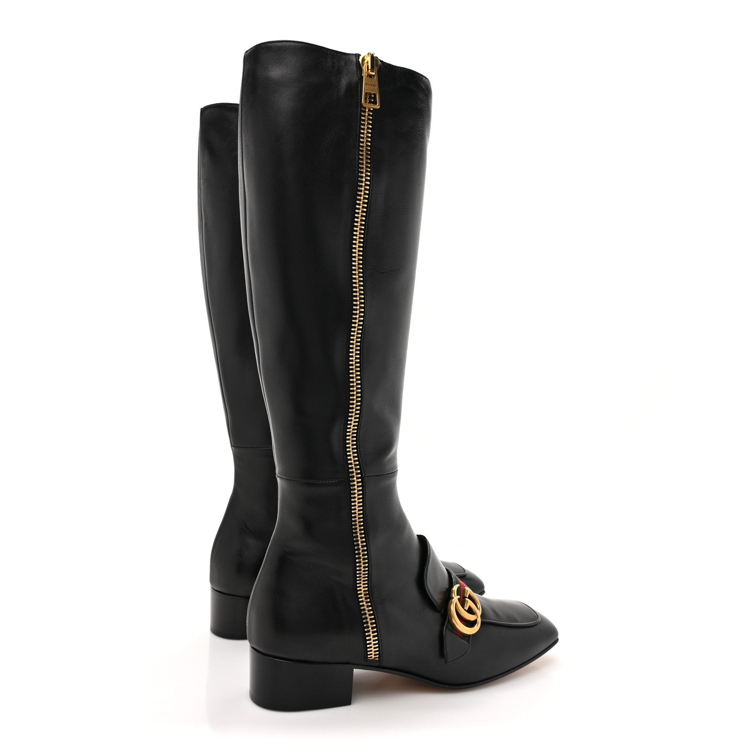 Gucci Malaga Kid Web GG Marmont Knee High Boots 39 Black 4 of 8