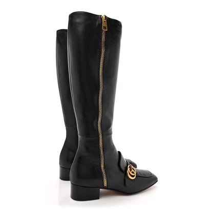 Gucci Malaga Kid Web GG Marmont Knee High Boots 39 Black 4 of 8