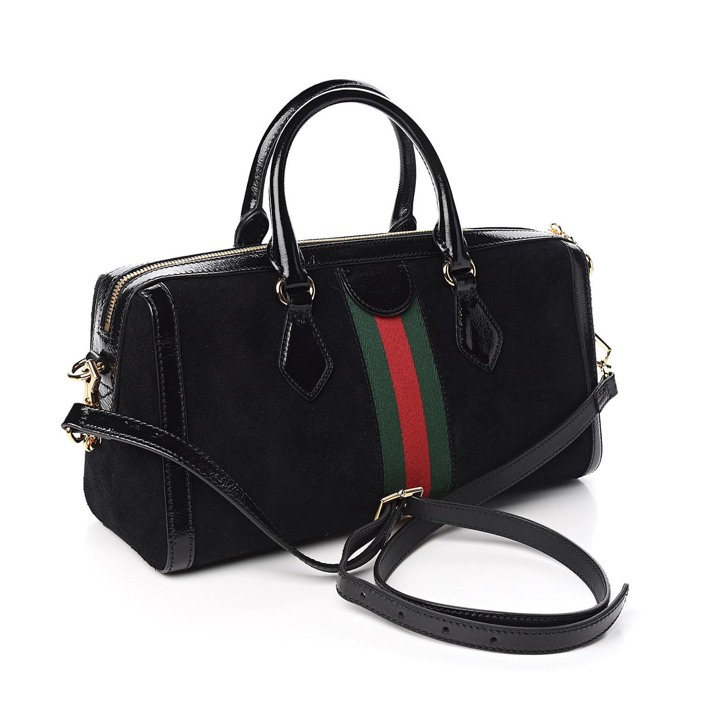 Suede Patent GG Web Medium Ophidia Boston Black