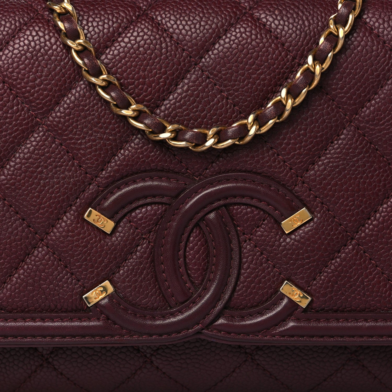 Chanel Caviar Quilted Small CC Filigree Flap Burgundy 7 of 9