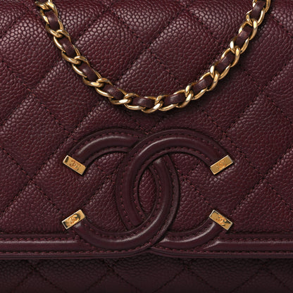 Chanel Caviar Quilted Small CC Filigree Flap Burgundy 7 of 9