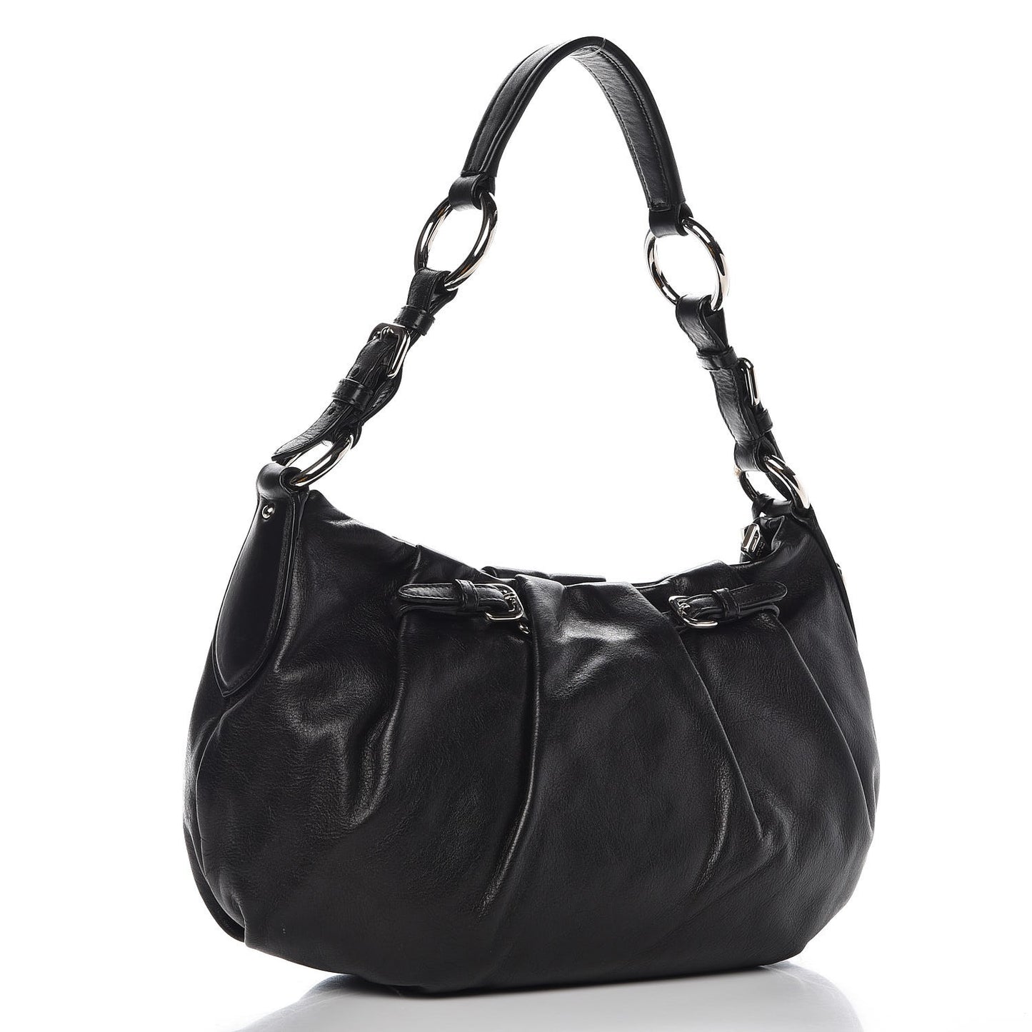 Soft Calf Pleated Hobo Black