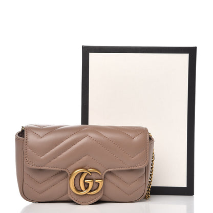 Gucci Calfskin Matelasse Super Mini GG Marmont Shoulder Bag Porcelain Rose 8 of 8