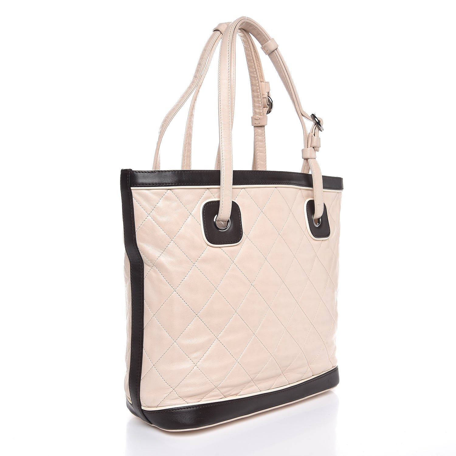 Chanel Lambskin Quilted Small Paris Biarritz Tote Beige Brown 3 of 10