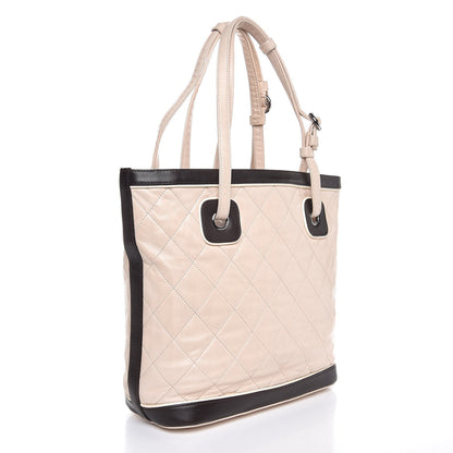 Chanel Lambskin Quilted Small Paris Biarritz Tote Beige Brown 3 of 10