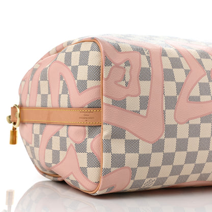 Louis Vuitton Damier Azur Tahitienne Speedy Bandouliere 30 Rose Ballerine 8 of 9