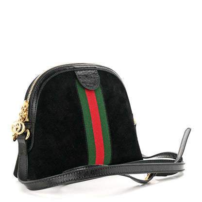 Gucci Suede Patent Web GG Small Ophidia Dome Shoulder Bag Black 3 of 12