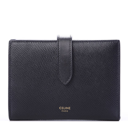 Celine Grained Calfskin Medium Multifunction Strap Wallet Black 1 of 7