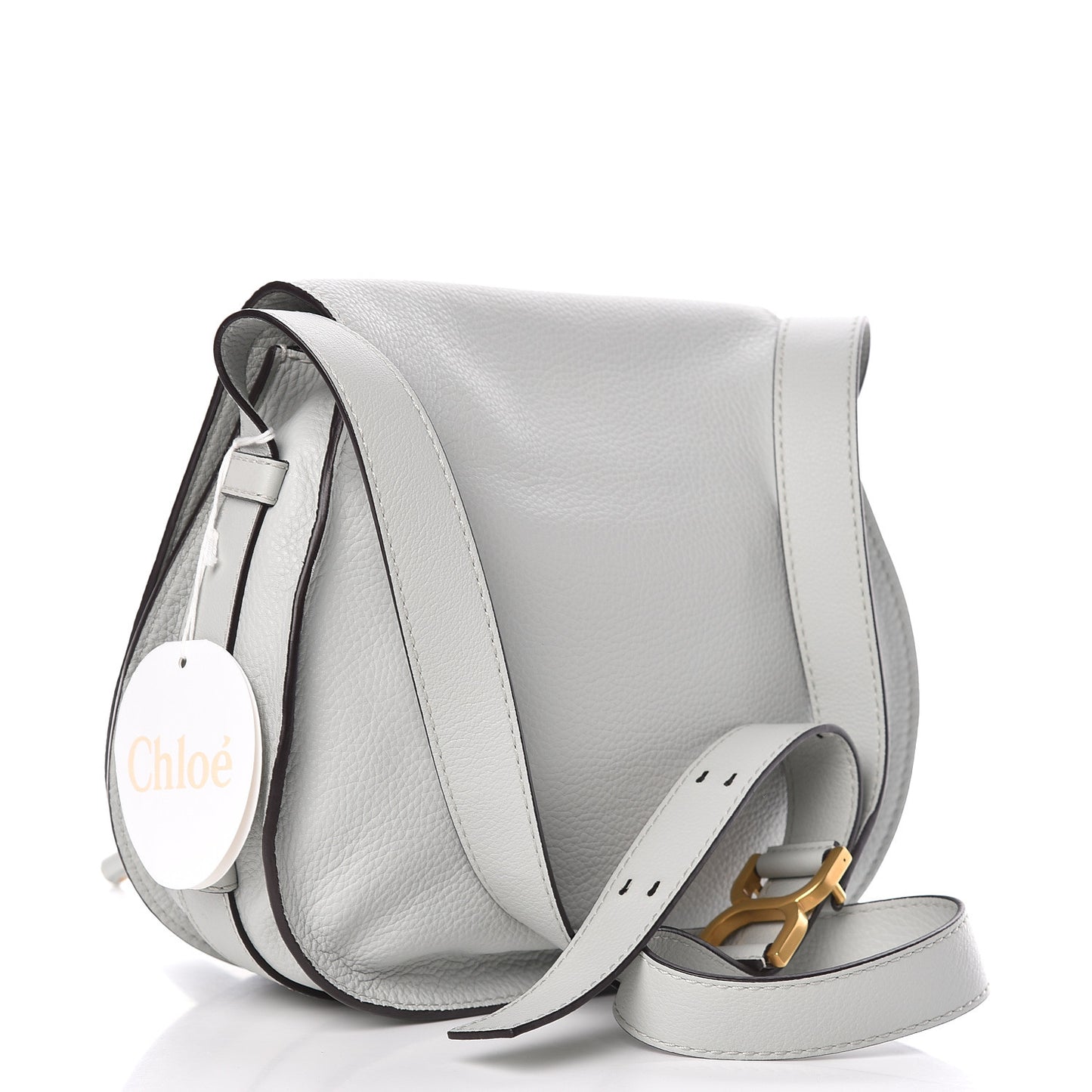 Grained Calfskin Medium Marcie Saddle Bag Airy Grey