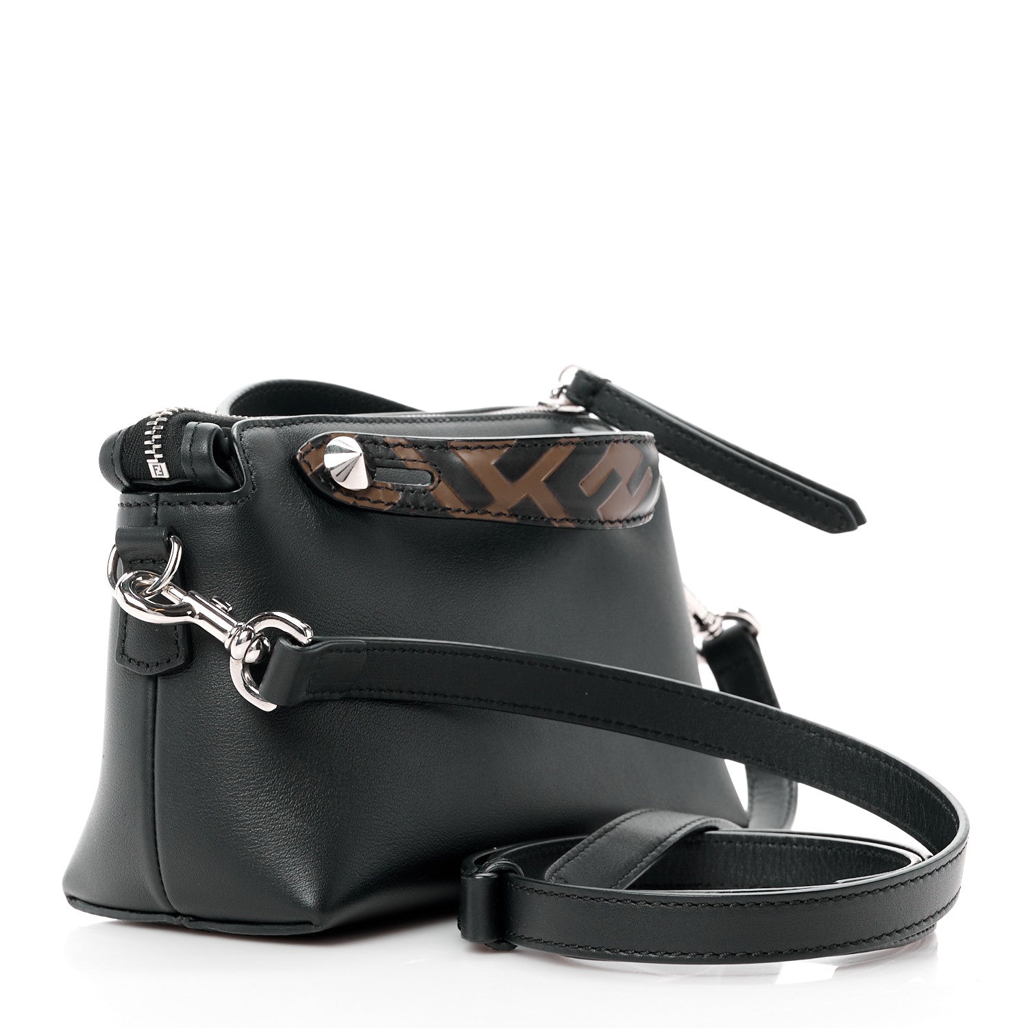 Fendi Vitello Dolce Bi-Color FF 1974 Embossed Mini By The Way Boston Bag Black Maya 3 of 13
