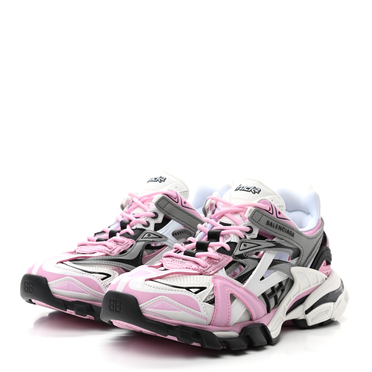 Balenciaga Rubber Mesh Tri-Color Womens Track.2 Open Sneakers 41 Pink Grey White 3 of 9