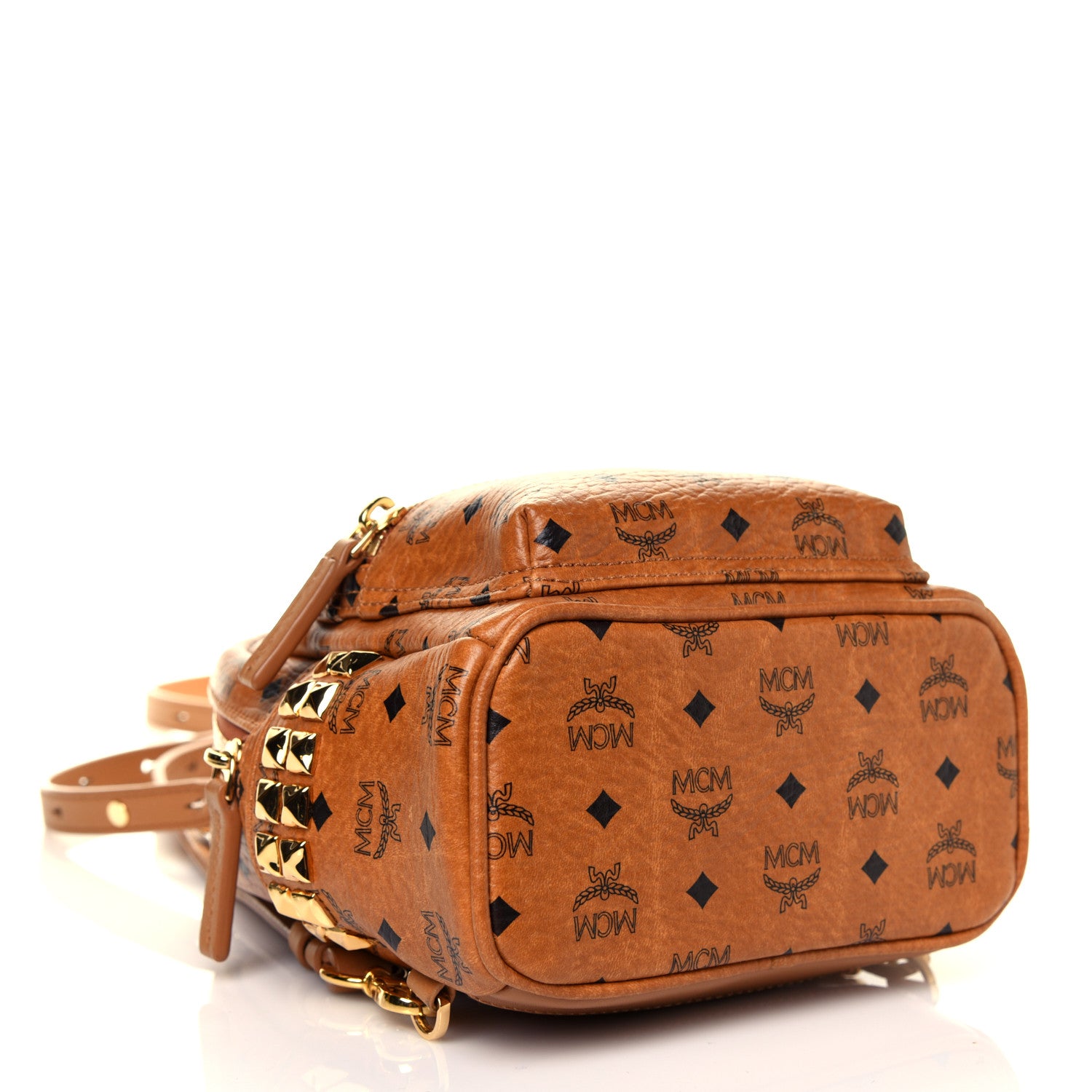 MCM Visetos Side Stud Mini Stark Backpack Cognac 3 of 9
