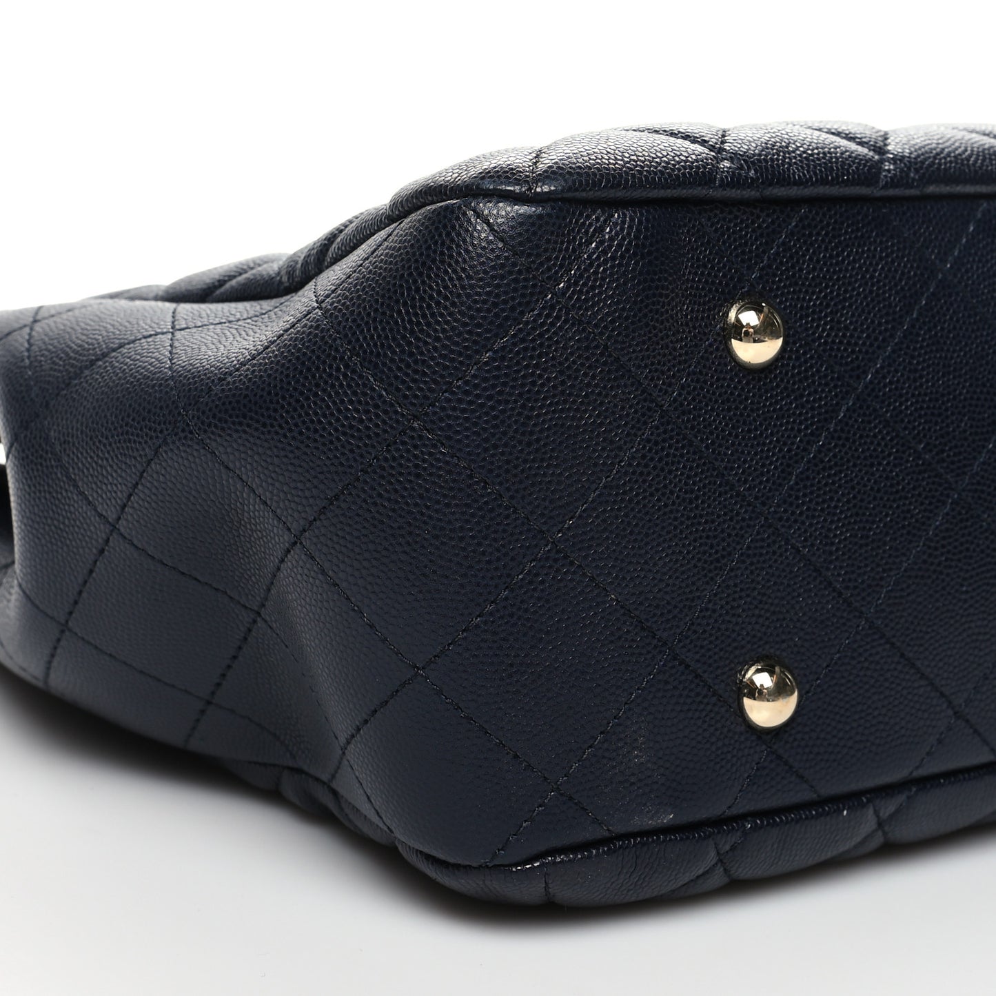 Caviar Quilted Large CC Shopping Tote Navy