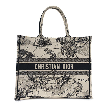 Christian Dior Canvas Embroidered Large Zodiac Toile De Jouy Book Tote Latte 1 of 10