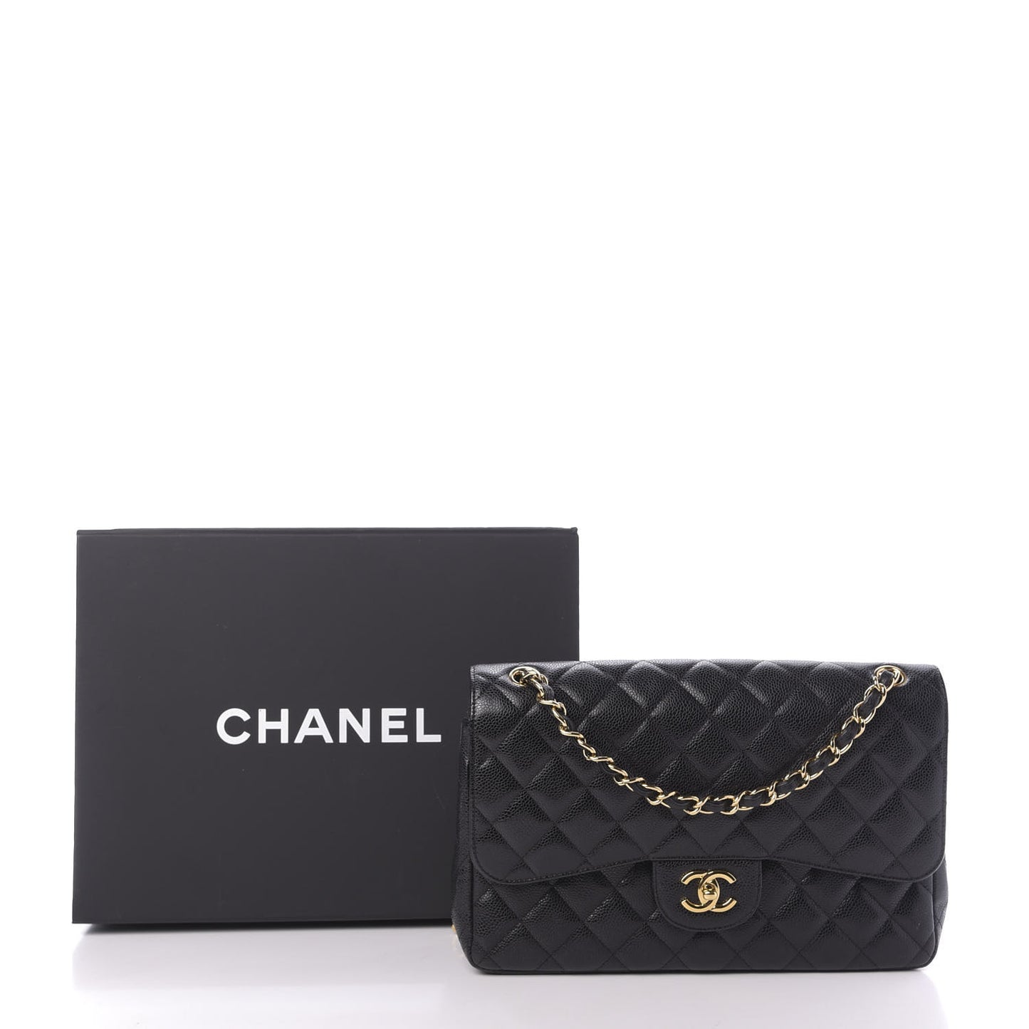 Caviar Quilted Jumbo Double Flap Black