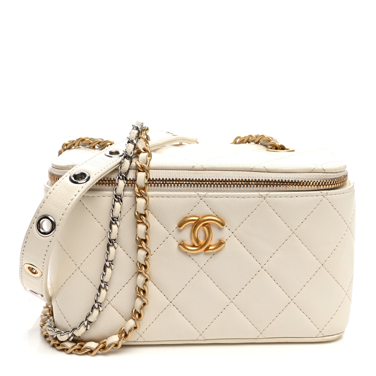Chanel Lambskin Quilted Punk Essentials Vanity Case With Chain White 1 of 12