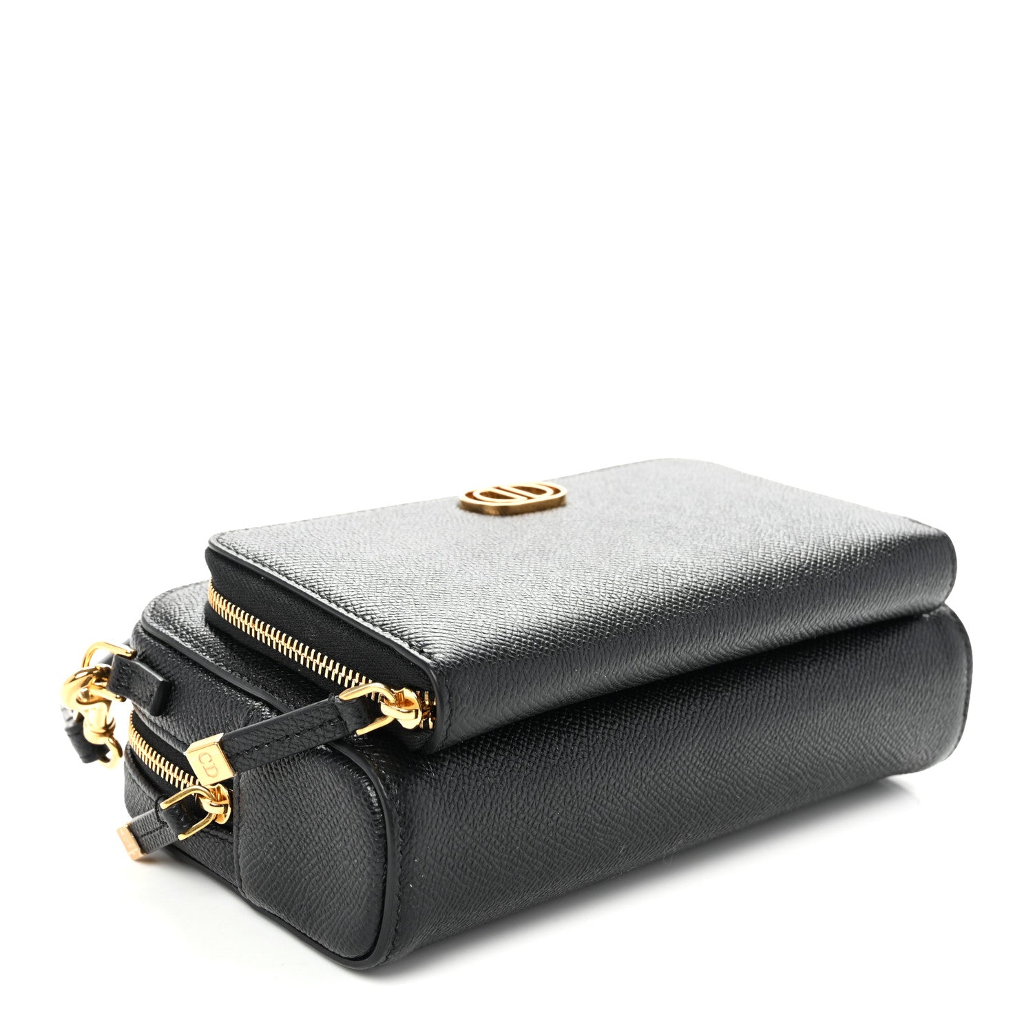 Christian Dior Grained Calfskin Caro Double Pouch Black 4 of 11