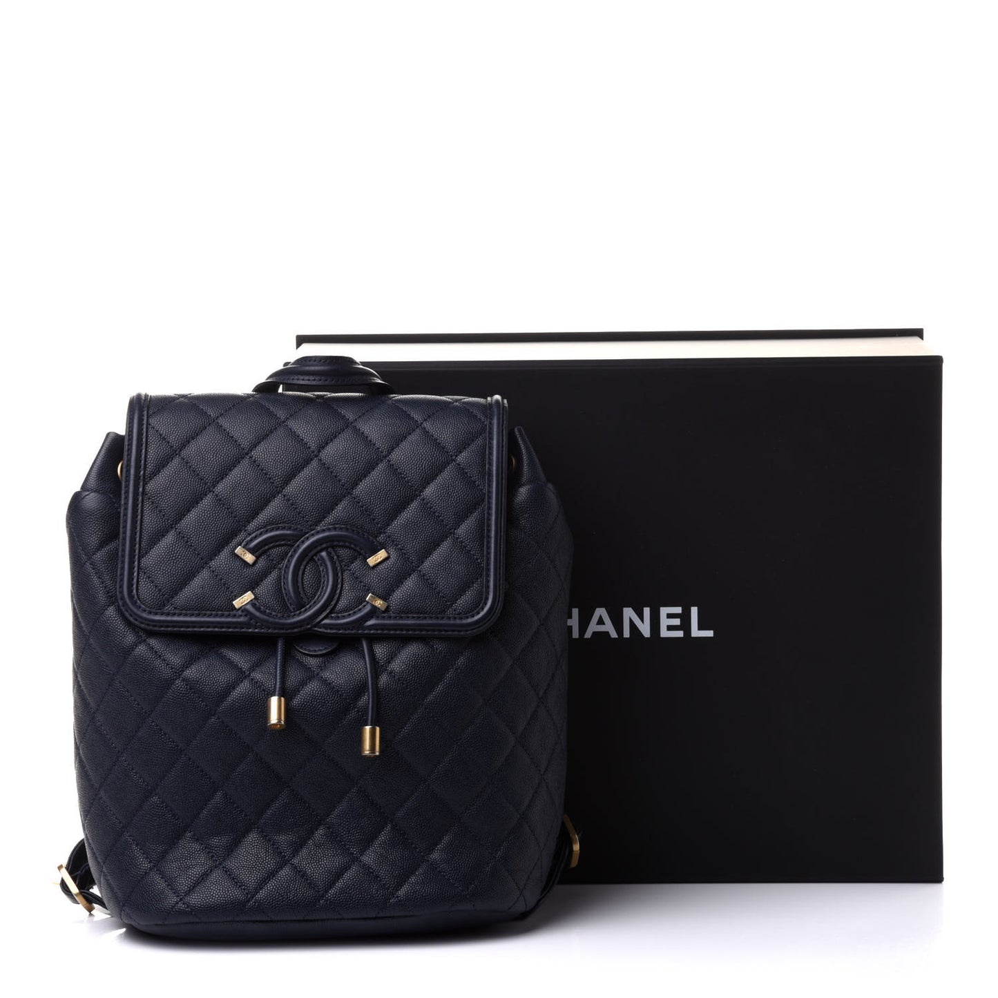 Caviar Quilted Filigree Backpack Navy