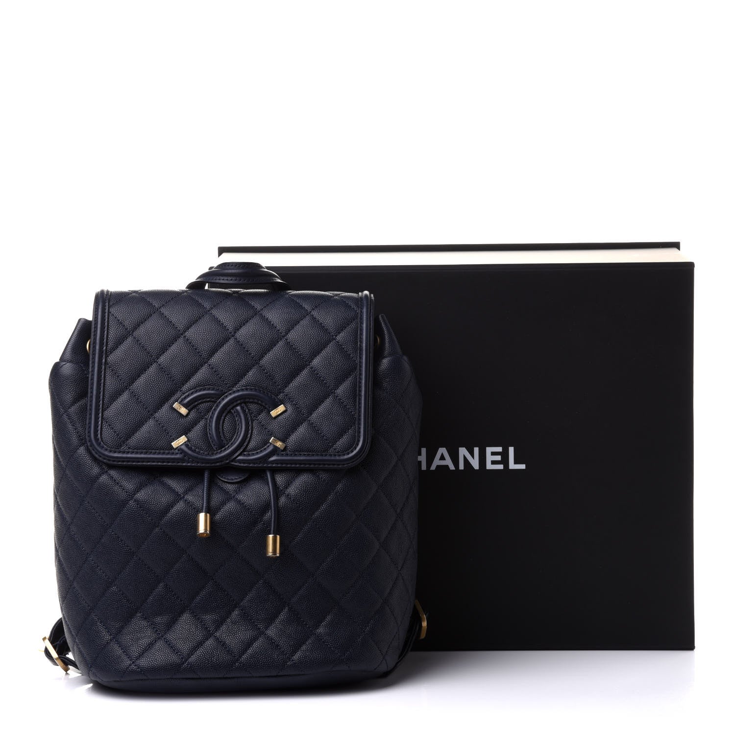 Chanel Caviar Quilted Filigree Backpack Navy 9 of 9