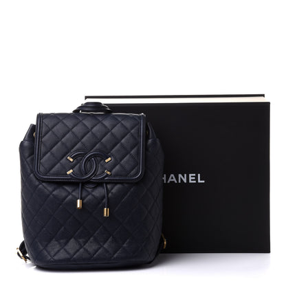 Chanel Caviar Quilted Filigree Backpack Navy 9 of 9