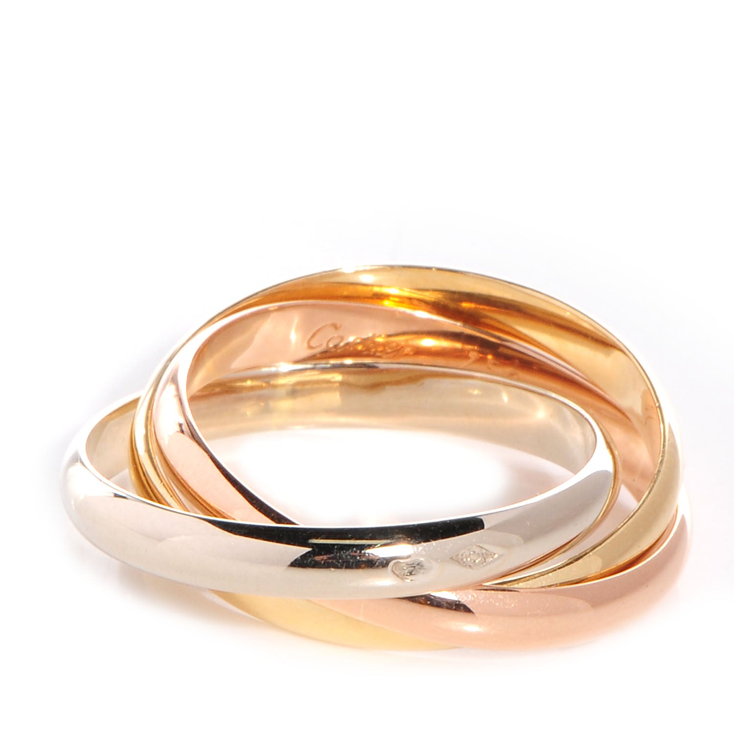 Cartier 18k Pink Yellow White Gold 2.9mm Trinity Ring 52 US 6 1 of 5