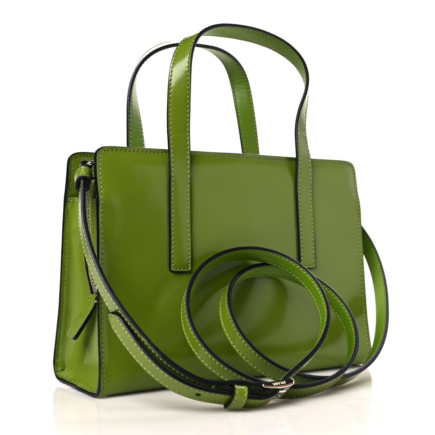 Prada Spazzolato Mini Re-Edition 1995 Double Handle Handbag Felce 3 of 8