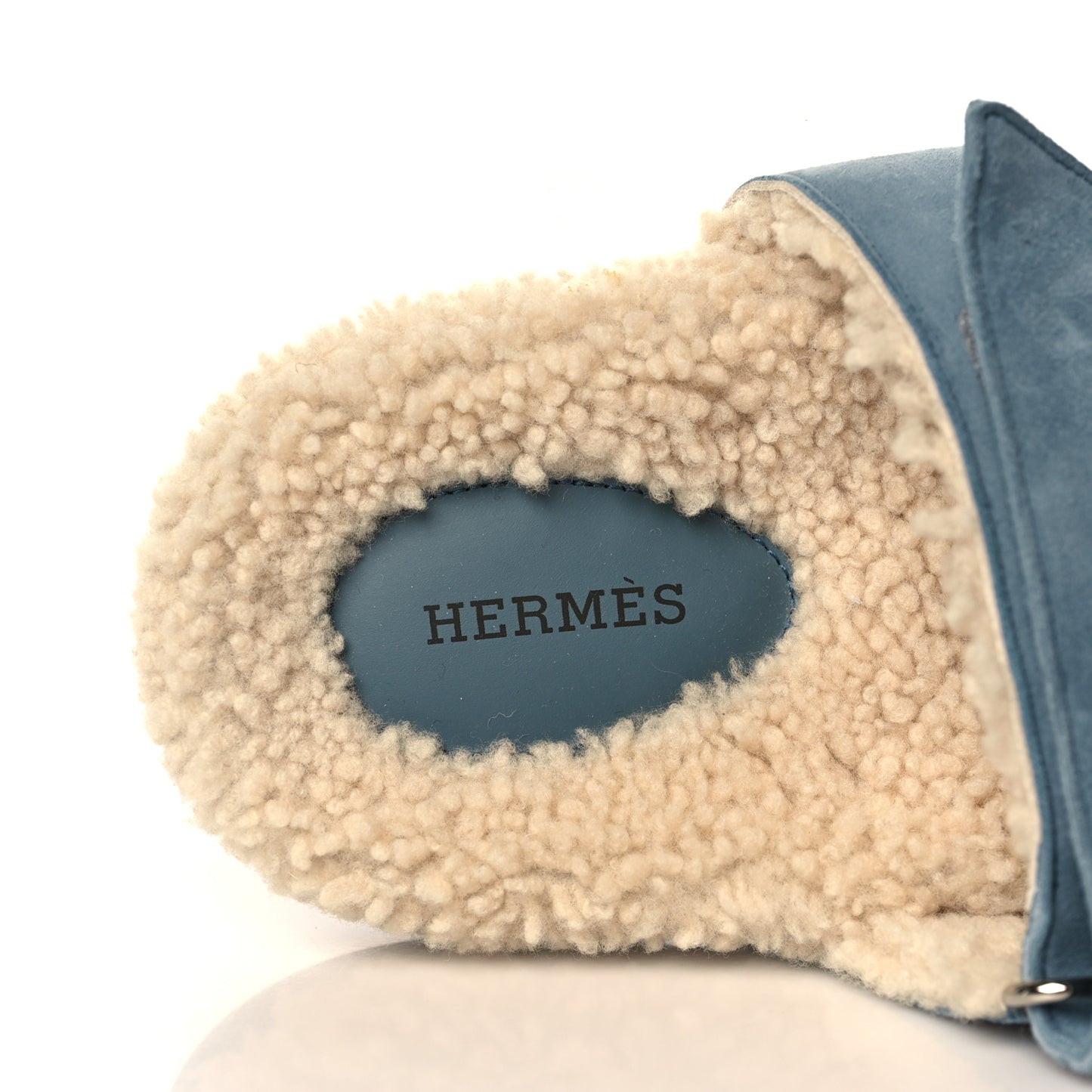 Suede Goatskin Woolskin Womens Chypre Sandals 38.5 Bleu Pinede Ecru