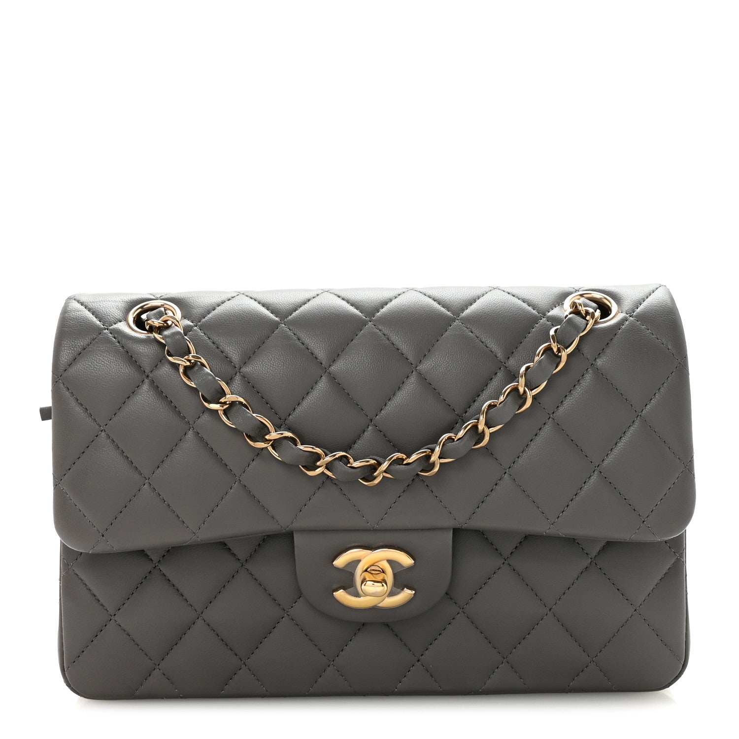 Chanel Lambskin Quilted Small Double Flap Grey 1 of 10
