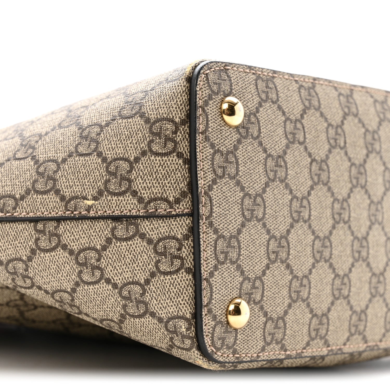 Gucci GG Supreme Monogram Medium Zippered Bucket Tote Beige Hibiscus Red New Rosette 9 of 14