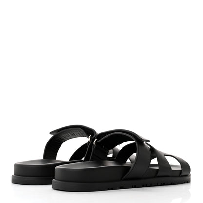 Hermes Calfskin Womens Chypre Sandals 39 Black 5 of 15