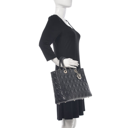 Christian Dior Lambskin Cannage Large Lady Dior Black 2 of 17