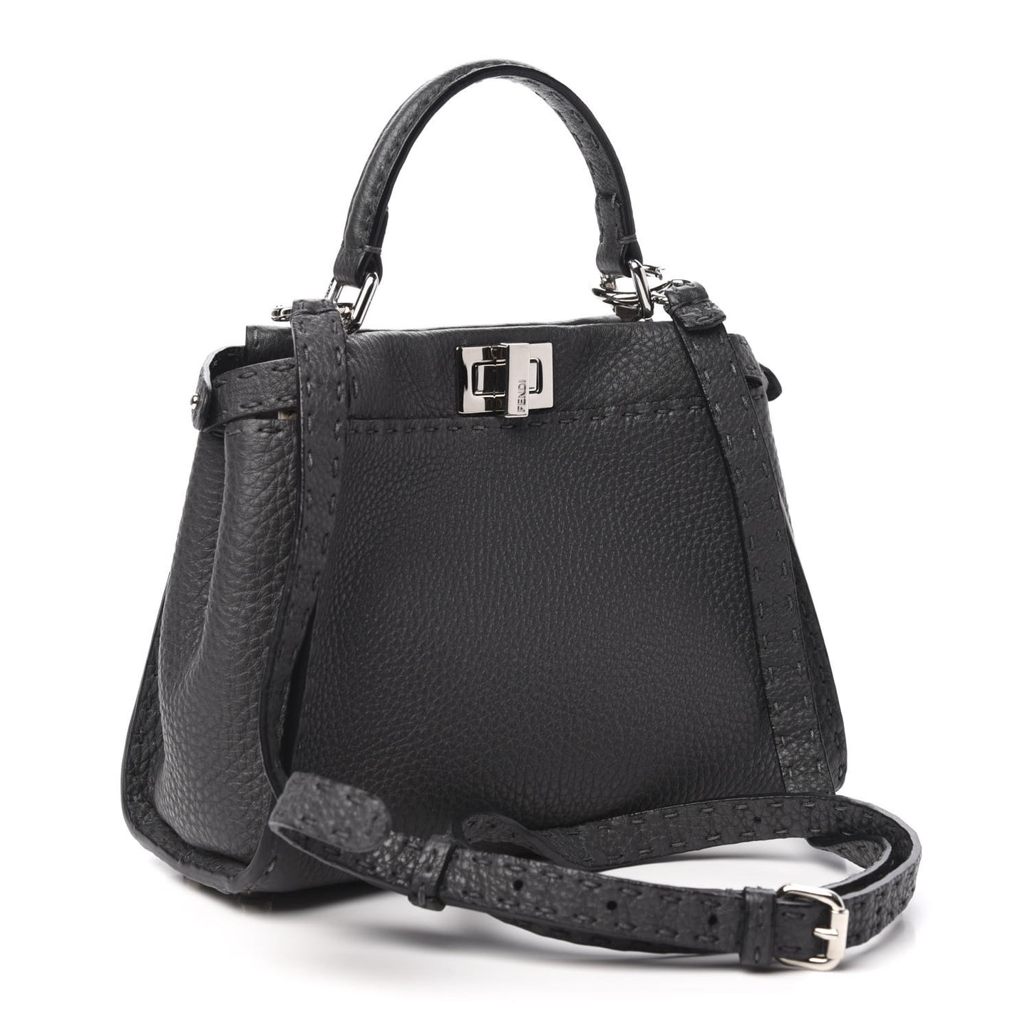 Cuoio Romano Selleria Bi-Color Mini Peekaboo Iconic Satchel Asfalto Latte