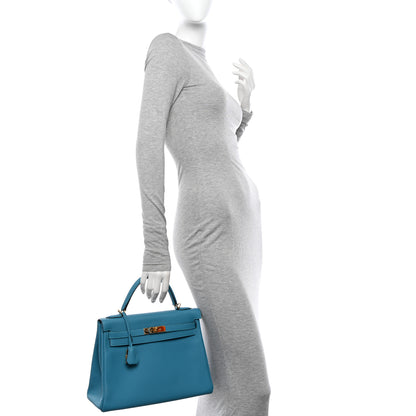 Hermes Togo Kelly Retourne 32 Turquoise 2 of 15