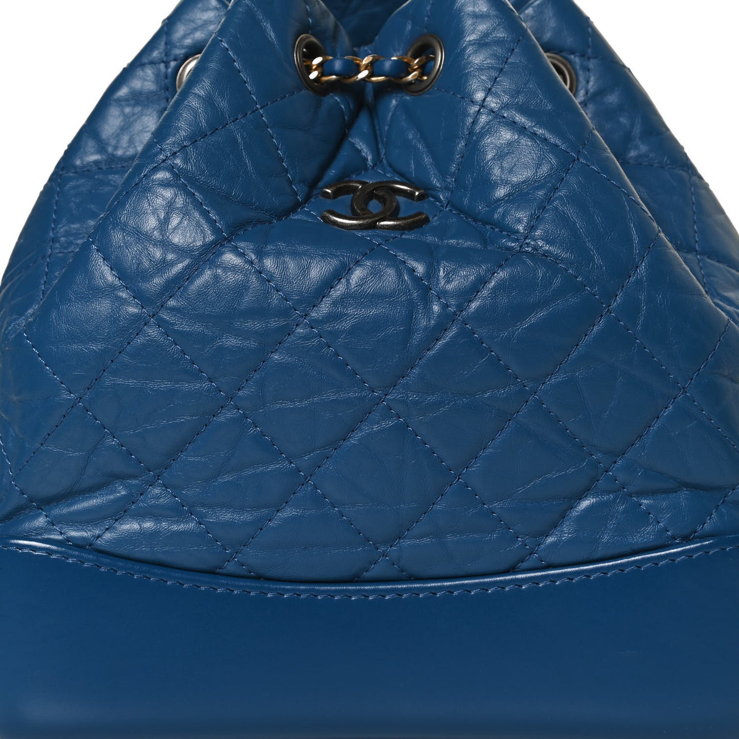 Aged Calfskin Quilted Small Gabrielle Backpack Blue