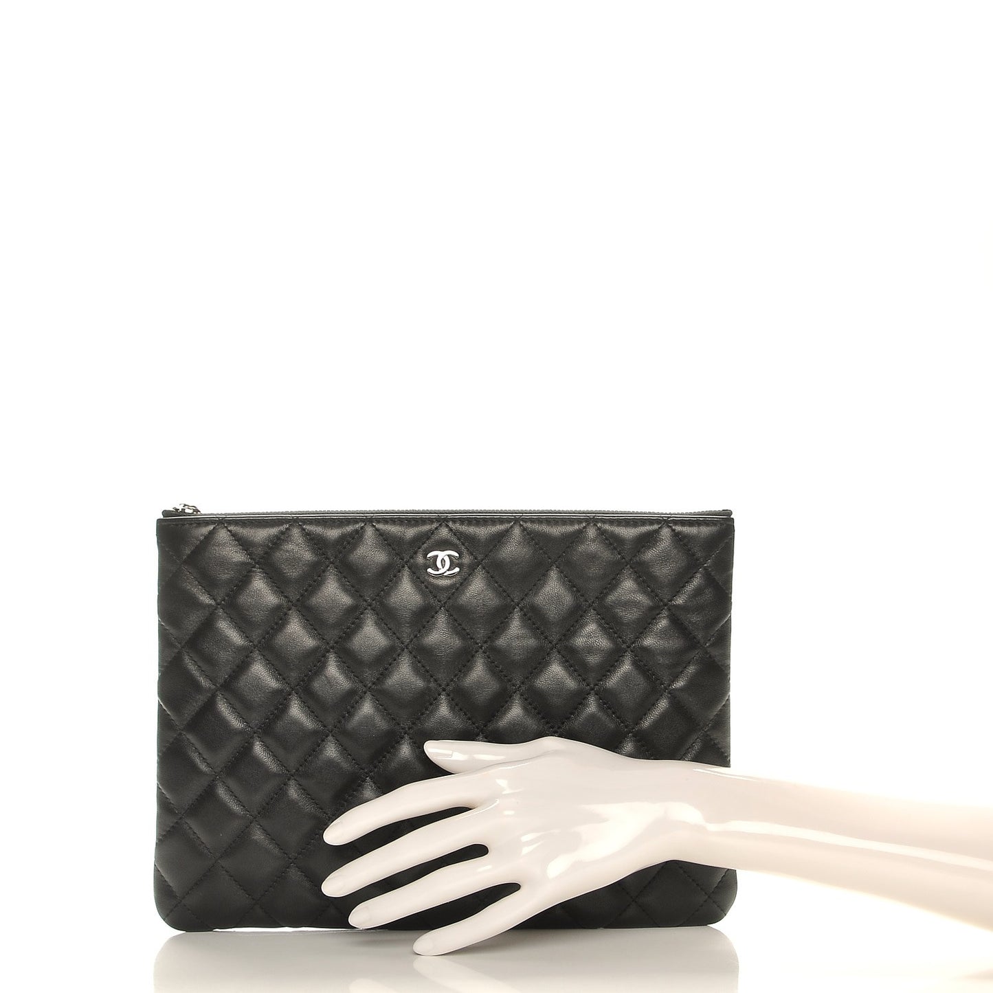 Lambskin Quilted Medium Cosmetic Case Black