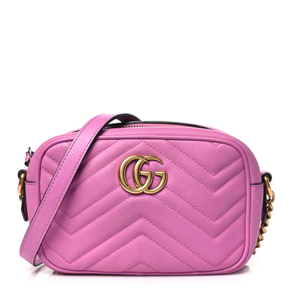 Gucci Calfskin Matelasse Mini GG Marmont Chain Shoulder Bag Candy Mousse 1 of 11