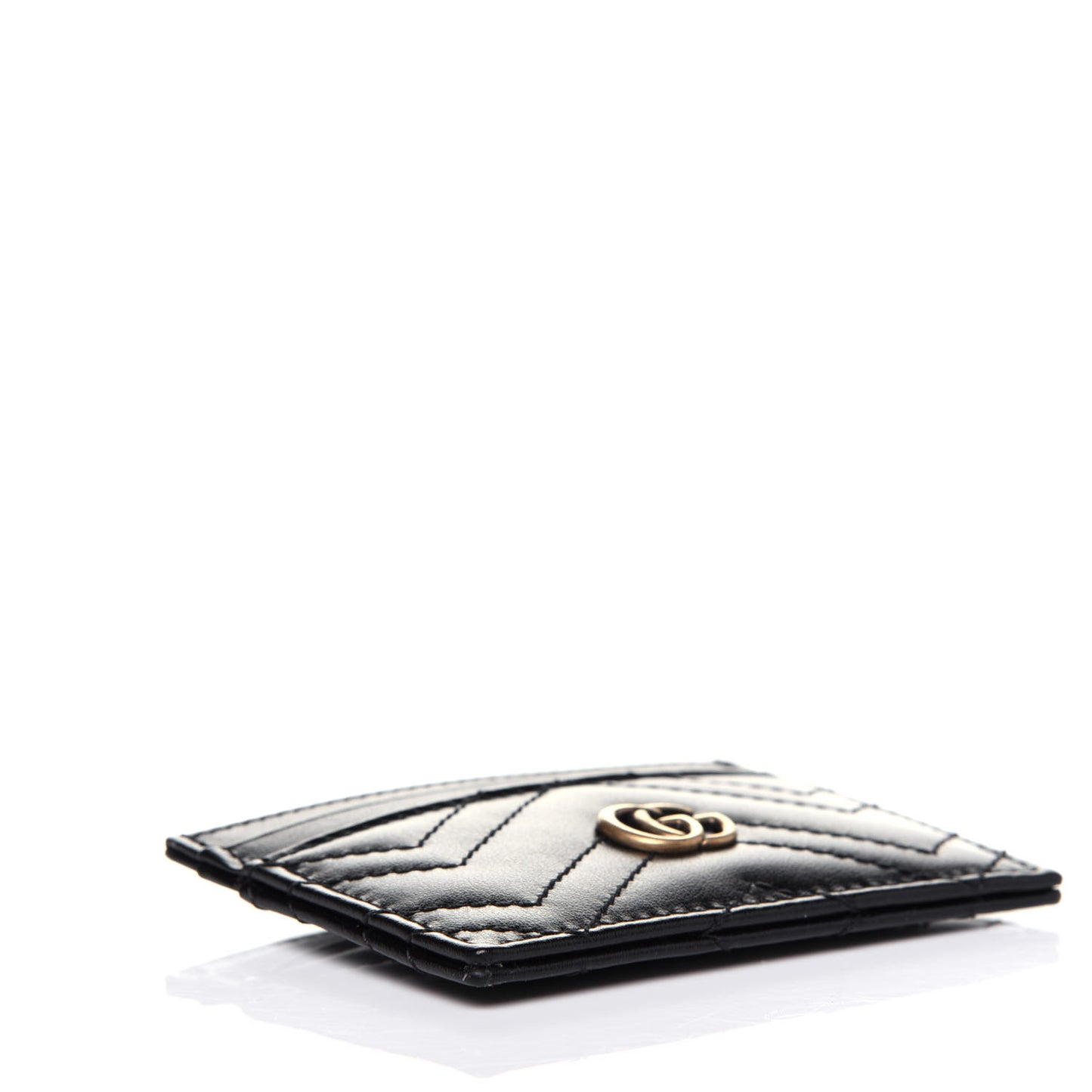 Calfskin Matelasse GG Marmont Card Holder Black