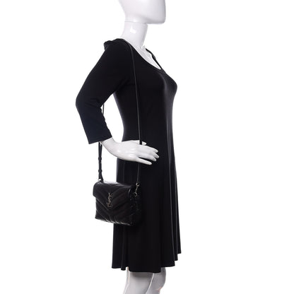 Saint Laurent Calfskin Y Quilted Monogram Toy Loulou Crossbody Bag Black 2 of 11