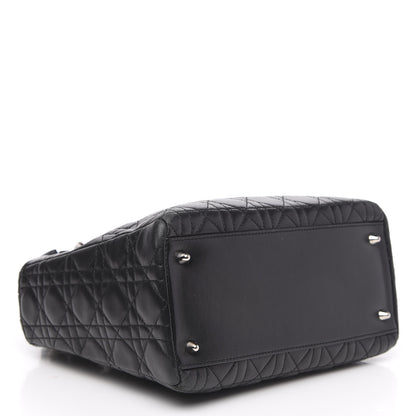 Christian Dior Lambskin Cannage Bow Medium Lady Dior Black 4 of 16